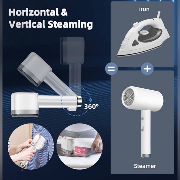 Handheld Steamer for Clothes Portable Travel Steamer Horizontal & Vertical Steam - Picture 3 of 7